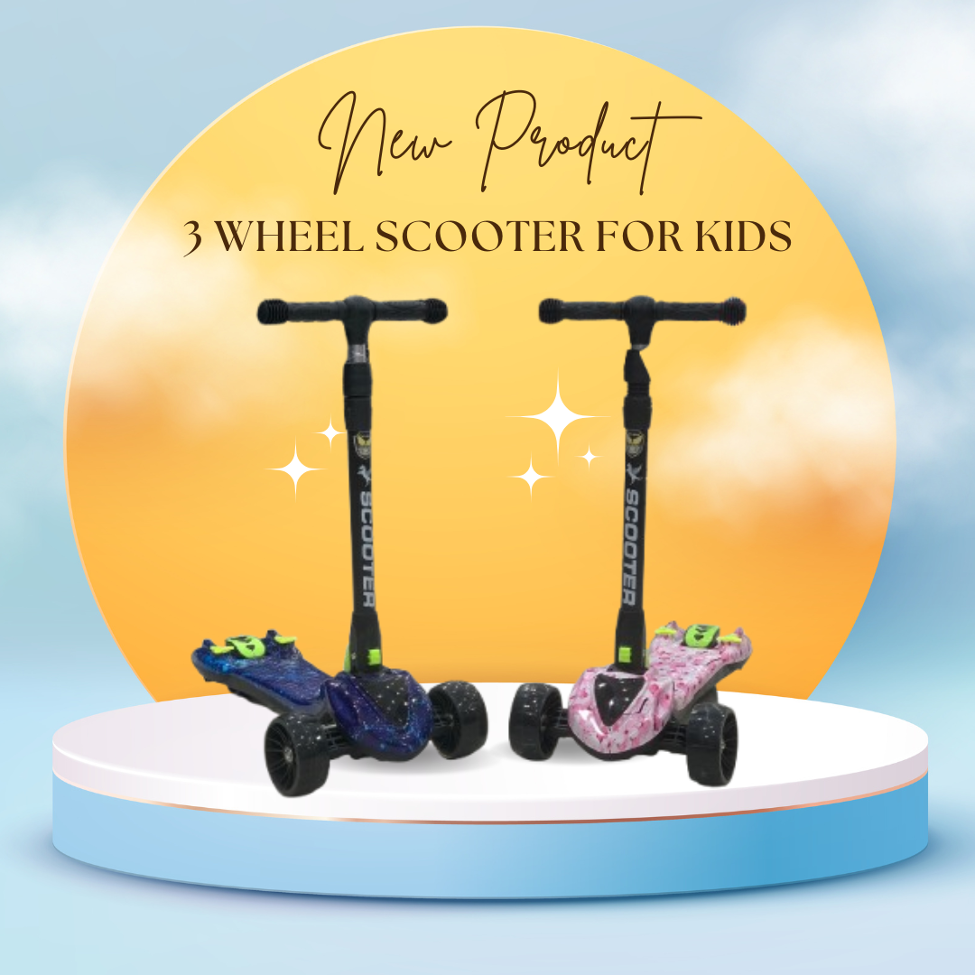 BAYBEE Dusty 3-Wheeled Kick Scooter - 3-Height Adjustable