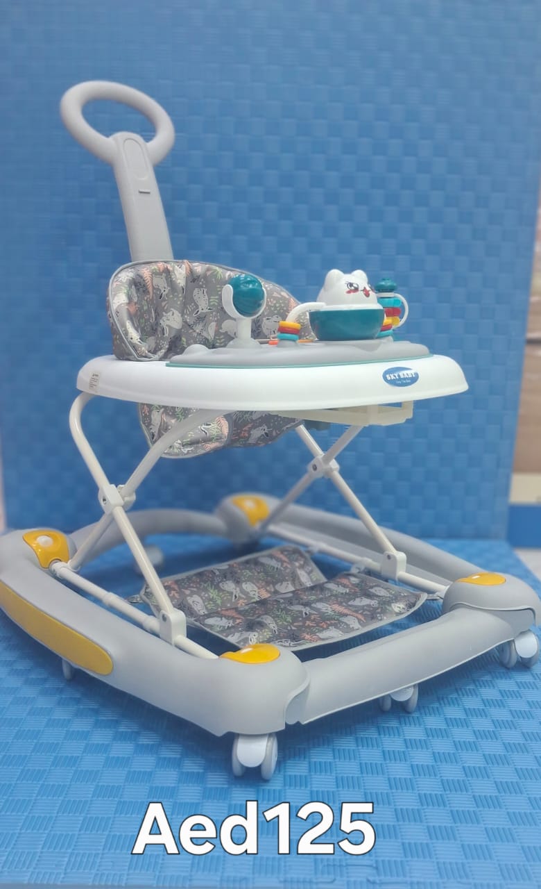 Stylish Grey, Blue & Green Baby Walker for 6M–1Y – Safe & Fun